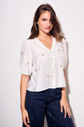 Blusa em Viscose com Bordado Pérola