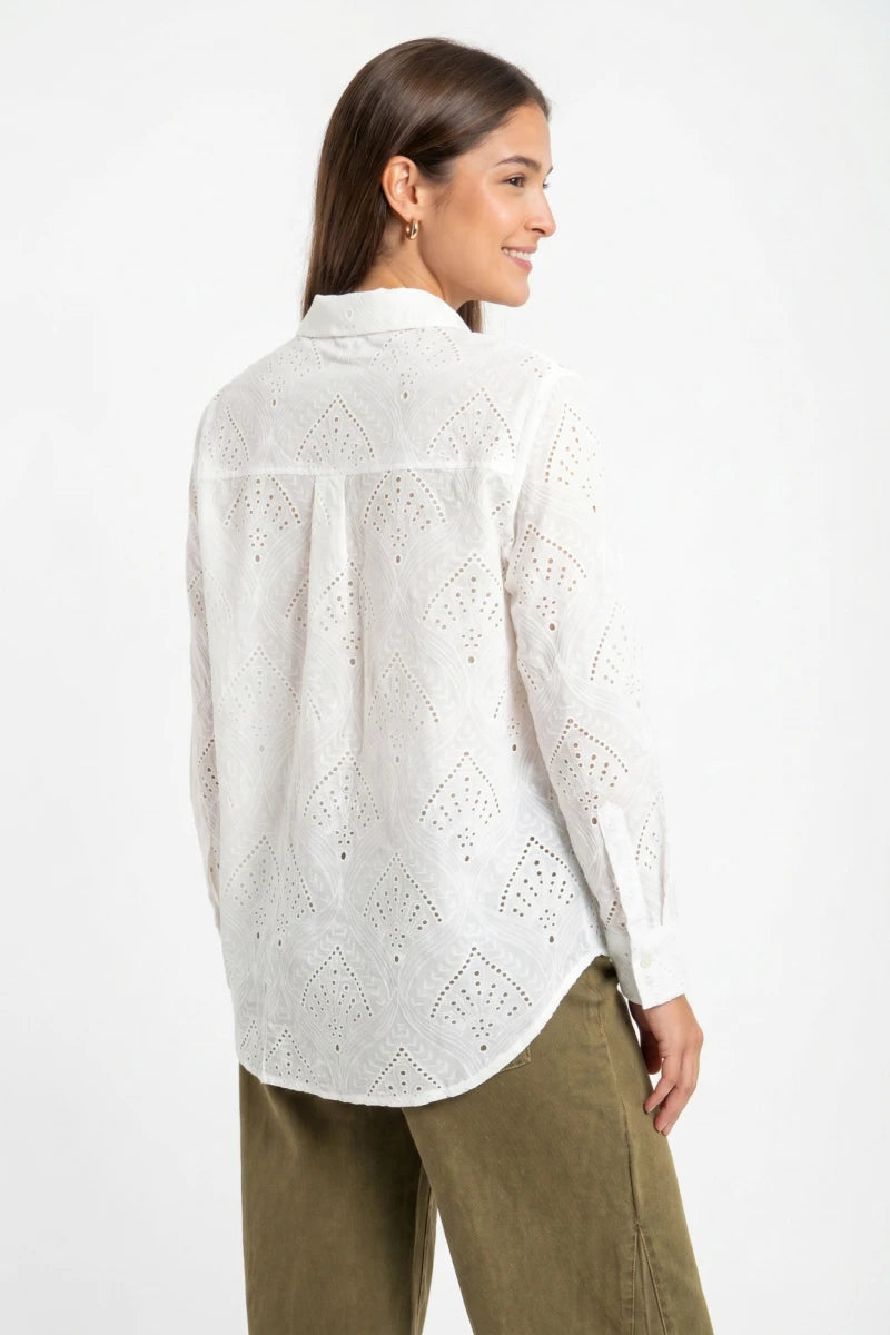 Camisa Broderie Algodão Pérola
