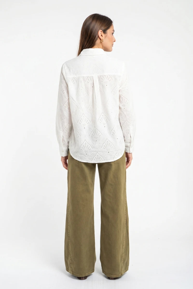 Camisa Broderie Algodão Pérola