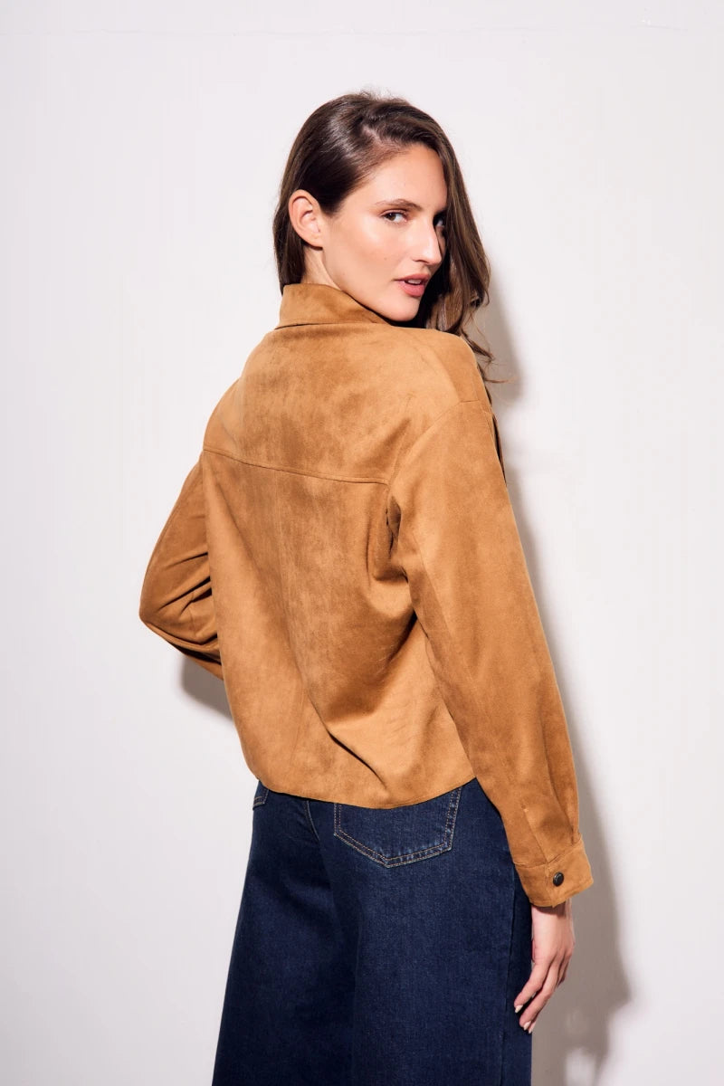 Camisa de Camurça com Franjas Camel