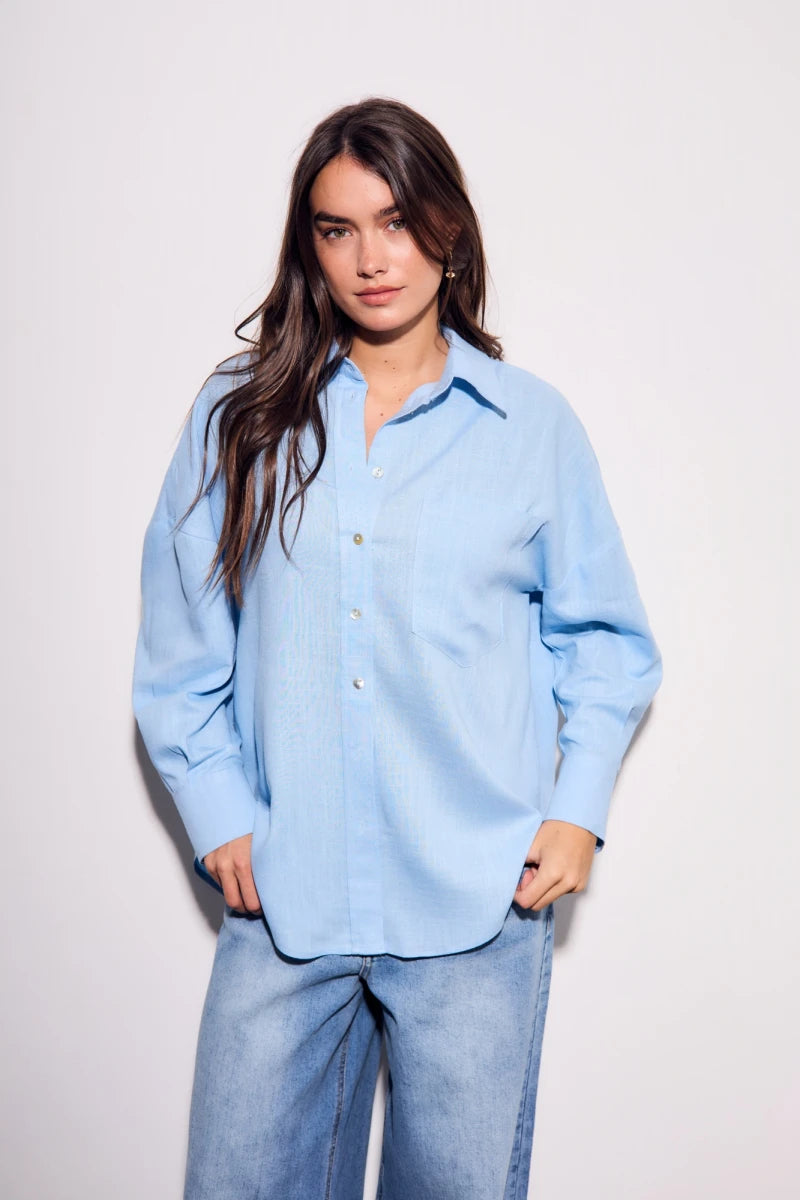 Camisa Linho Azul Claro