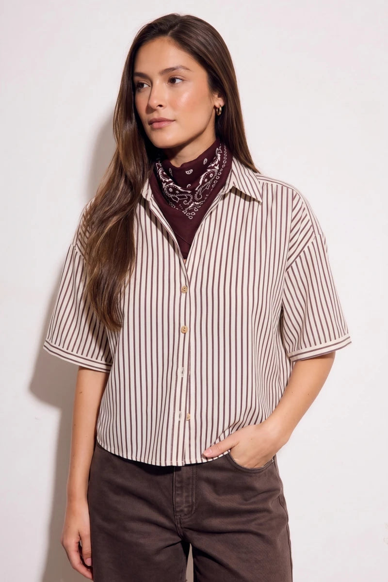 Camisa Listrada Bordô