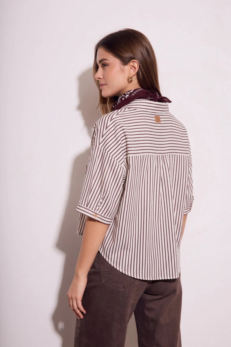 Camisa Listrada Bordô