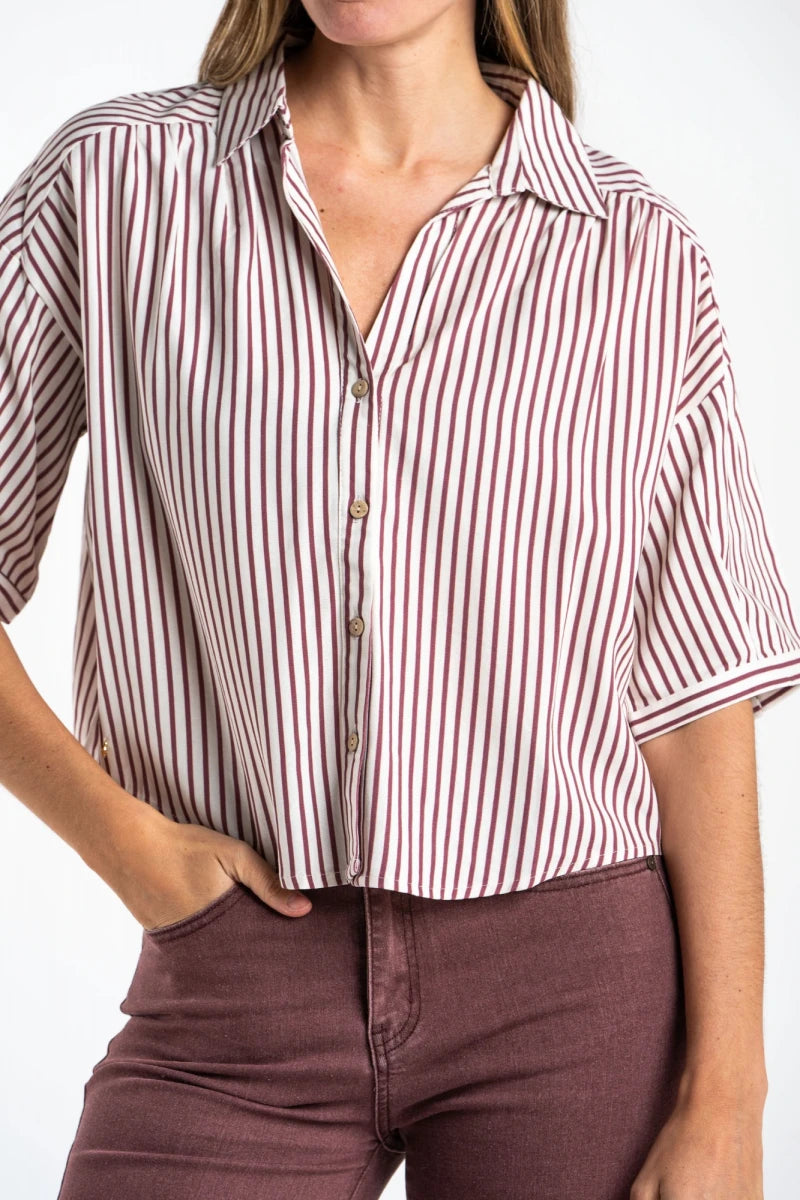 Camisa Listrada Bordô
