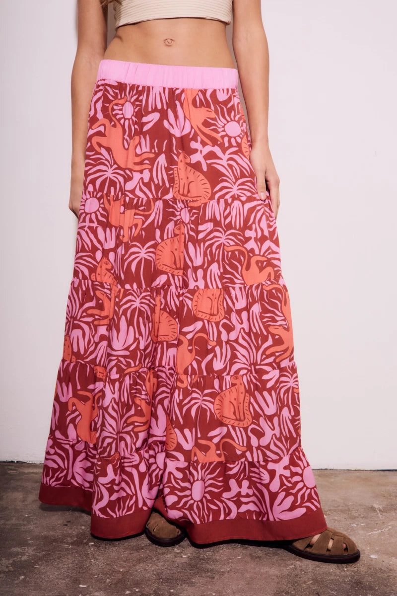 Saia Estampada Maxi em Viscose
