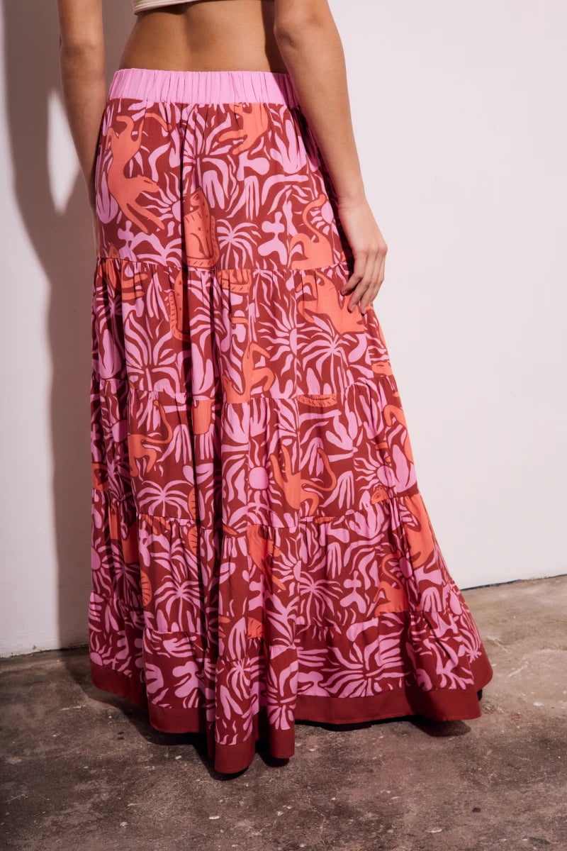 Saia Estampada Maxi em Viscose