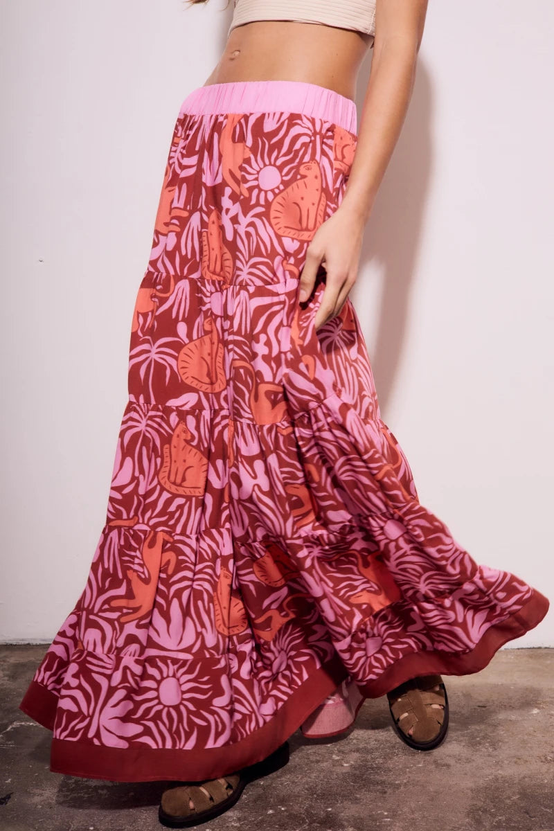 Saia Estampada Maxi em Viscose