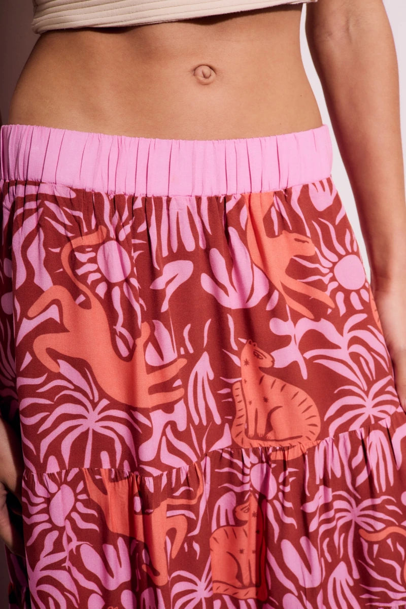 Saia Estampada Maxi em Viscose