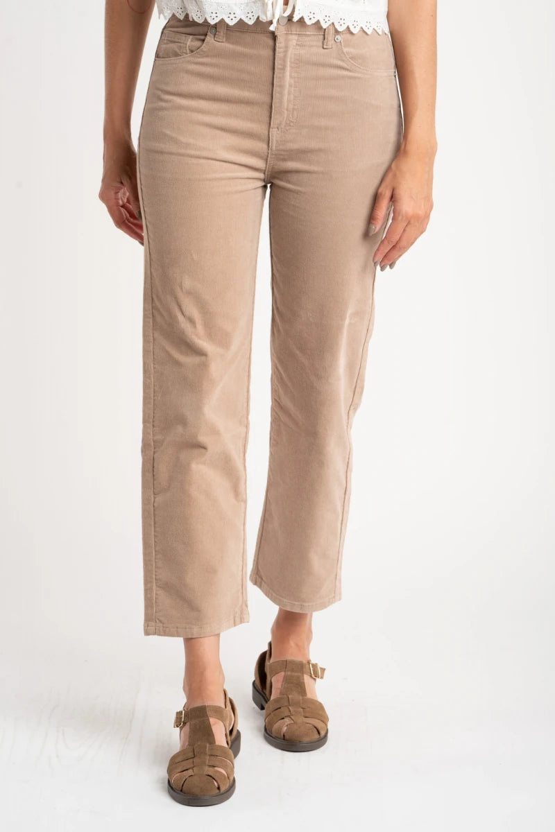 Jeans Veludo Cotelê Reto - Bege