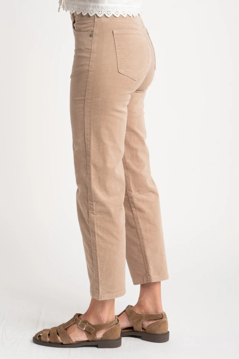 Jeans Veludo Cotelê Reto - Bege