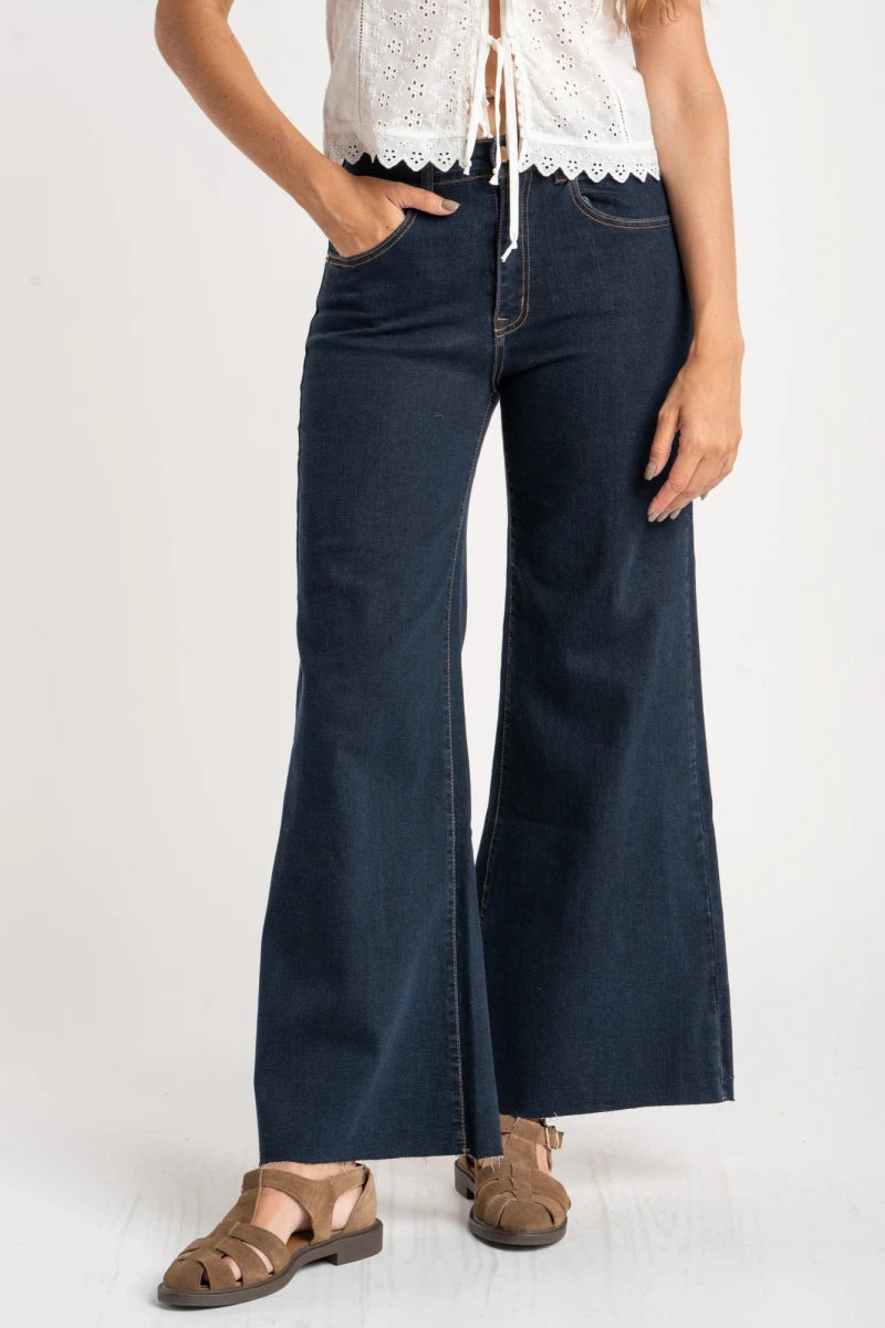 Jeans Flare Perna Larga - Denim