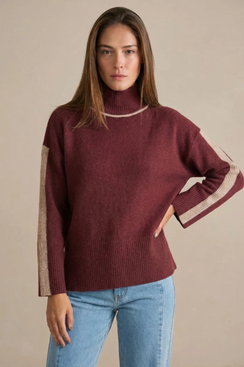 Camiseta Combinada Bordô