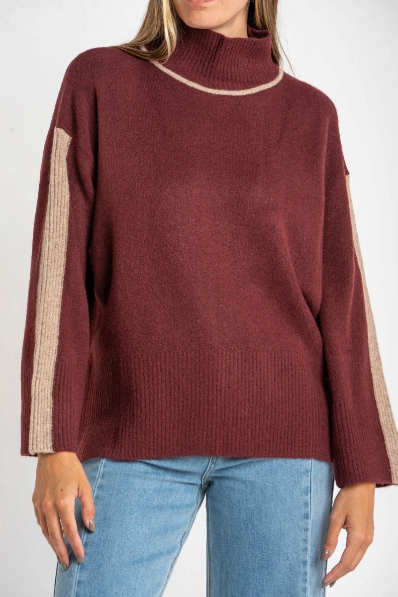 Camiseta Combinada Bordô