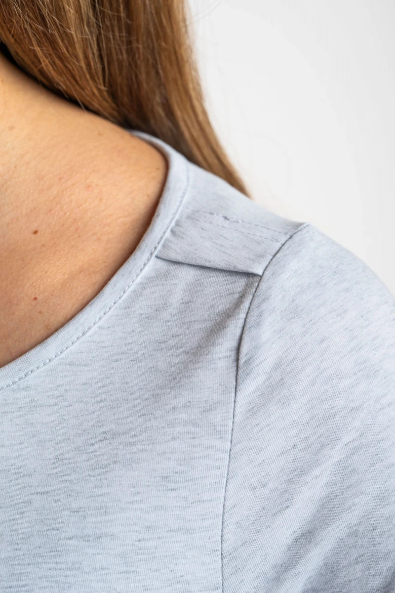 Camiseta de Algodão com Elastano Cinza Mescla