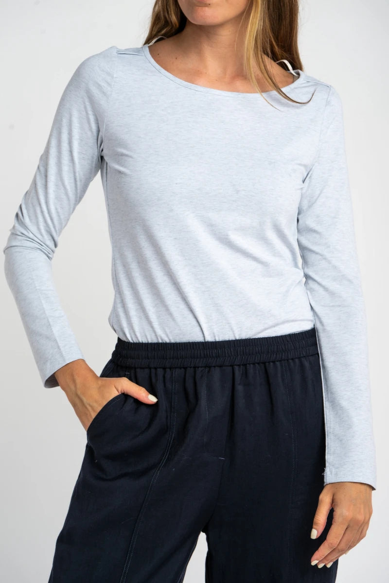 Camiseta de Algodão com Elastano Cinza Mescla