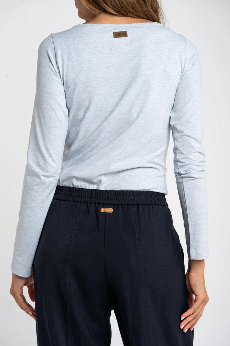 Camiseta de Algodão com Elastano Cinza Mescla