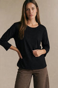 Camiseta Manga 3/4 Algodão Elastano Preto
