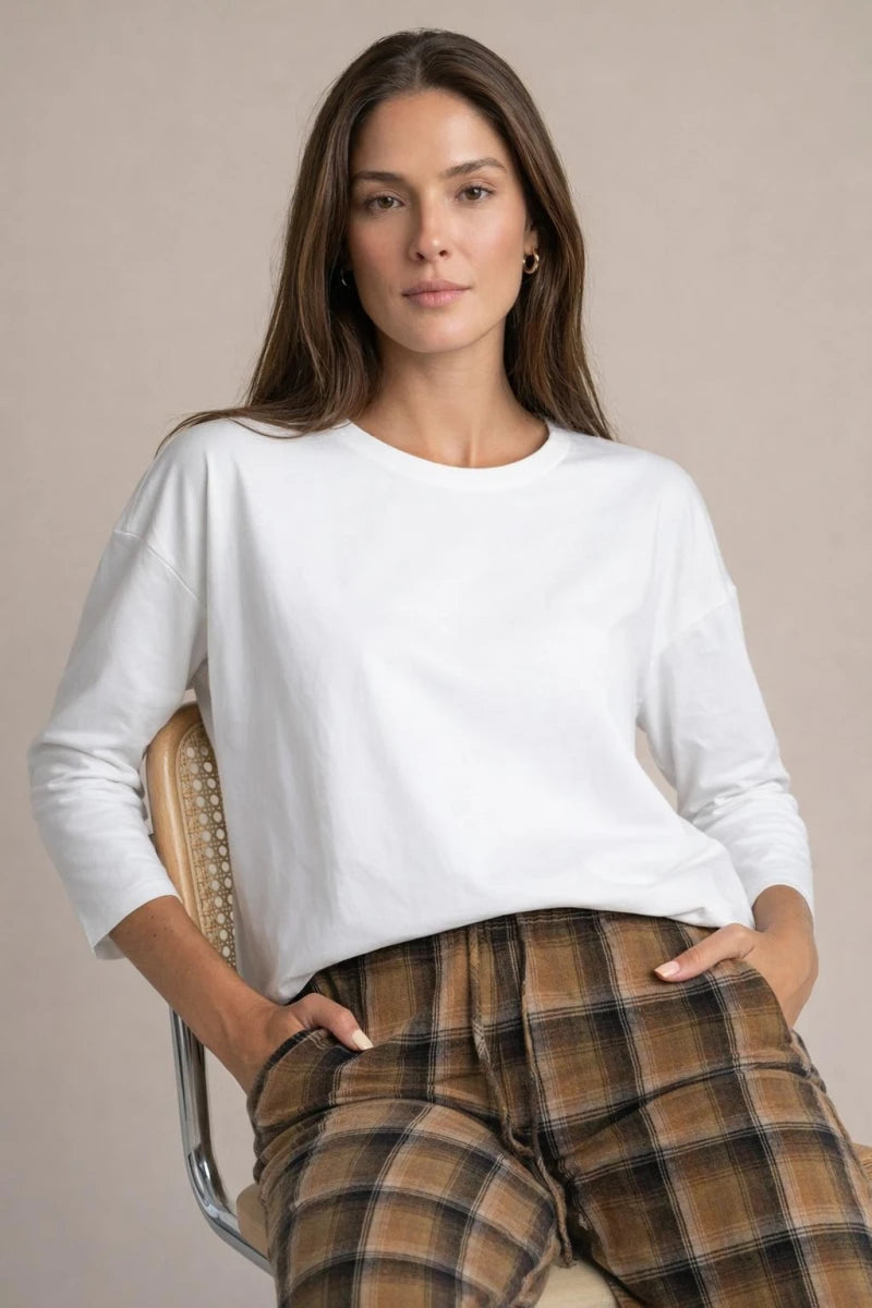 Camiseta Manga Longa Lavada Pérola