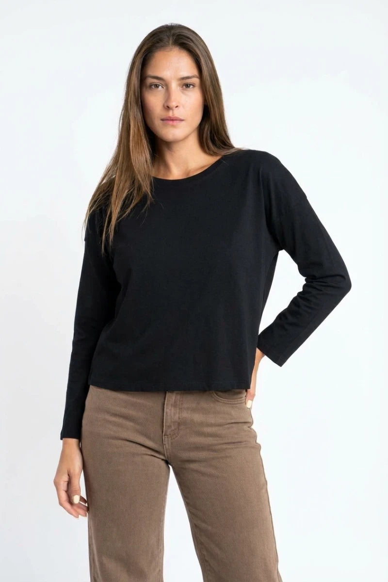 Camiseta Manga Longa Algodão Elastano Preto