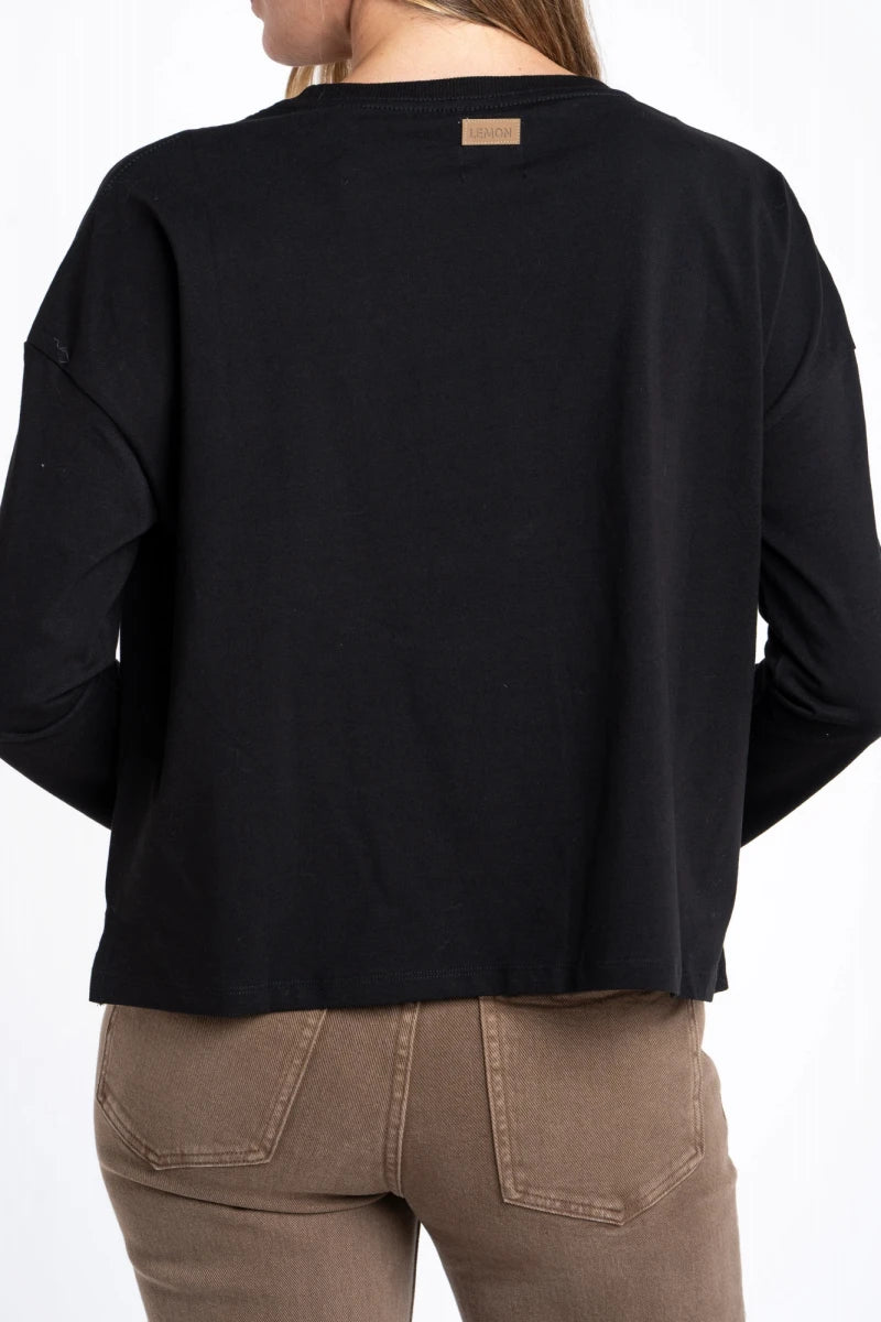 Camiseta Manga Longa Algodão Elastano Preto