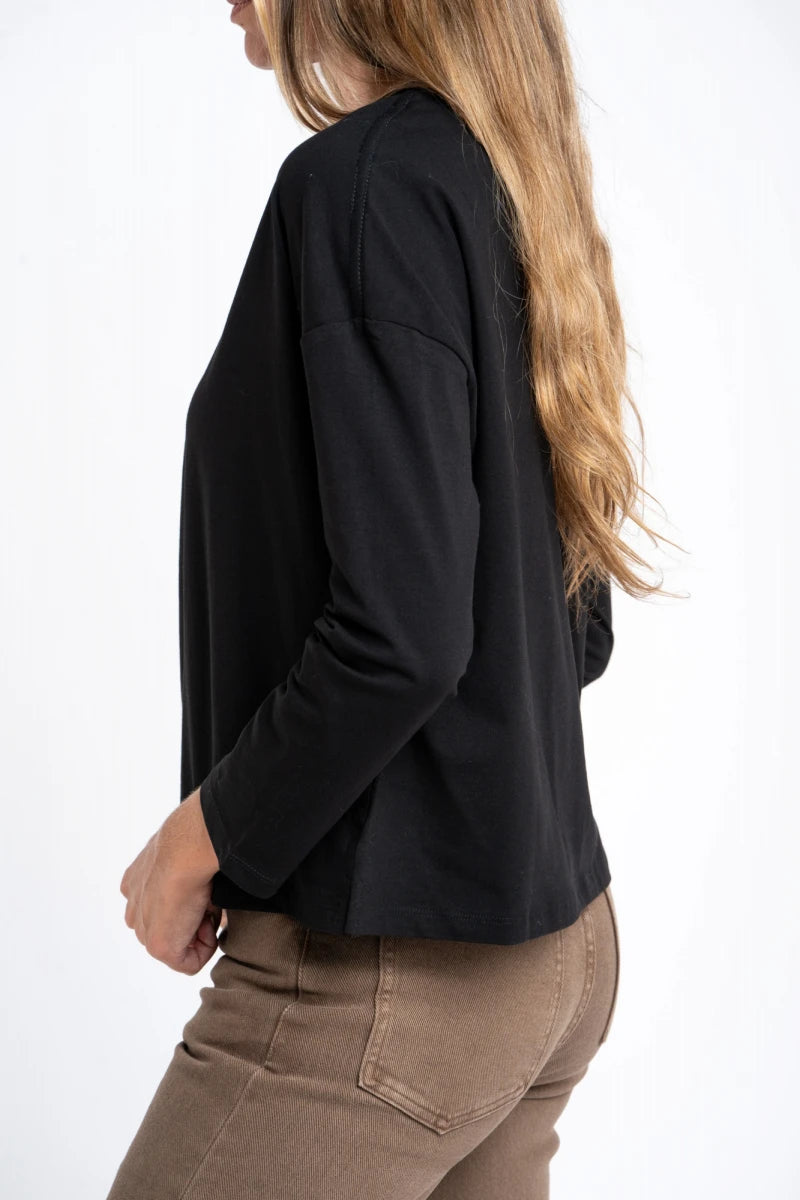 Camiseta Manga Longa Algodão Elastano Preto