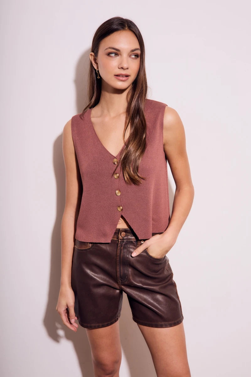 Short Couro Vegano Marrom