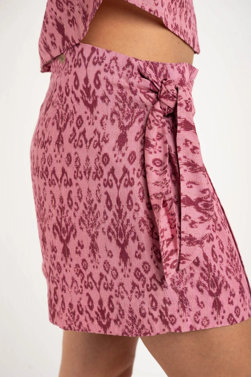 Short Estampado Lurex Rosa