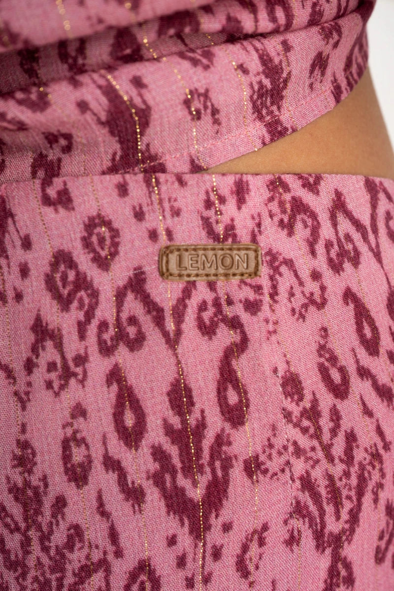 Short Estampado Lurex Rosa