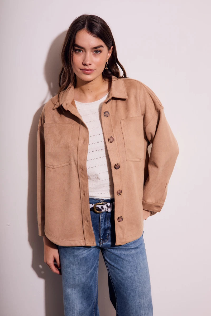 Sobrecamisa Camurça Couro Vegano Areia