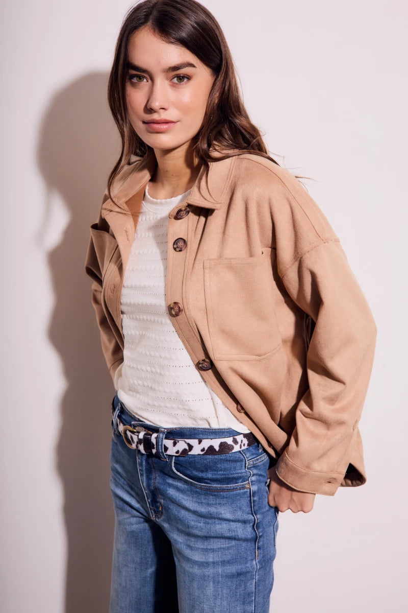 Sobrecamisa Camurça Couro Vegano Areia
