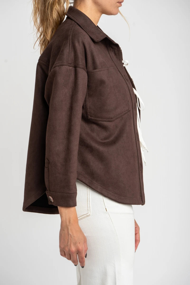 Sobrecamisa Camurça Couro Vegano Marrom