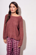 Suéter Texturizado Lurex Bordô