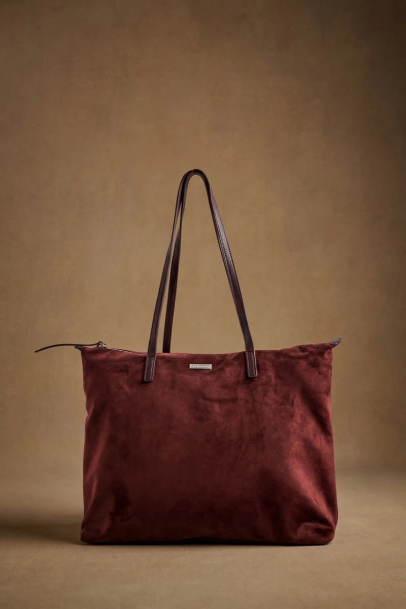 Travel Bag Camurça Vegana com Zíper Bordô